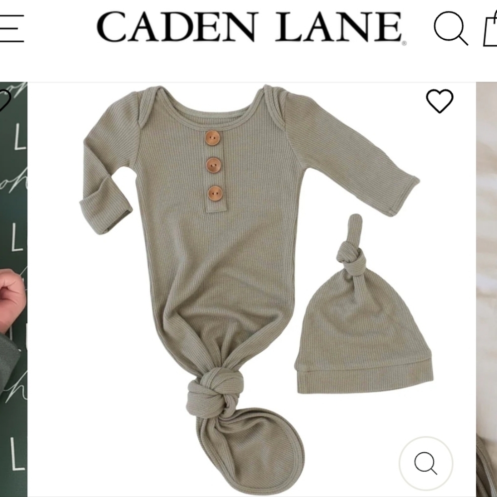 NWOT Caden Lane Sage Baby Onesie with Wooden Buttons Preemie 4-6lbs